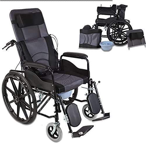 SaryEdge Tragbarer, zusammenklappbarer, bequemer, mobiler Rollstuhl für den Außenbereich, Verdrängungsmaschine, Leichter Liegestuhl mit Abnehmbarer Armlehne und wegschwenkbaren(