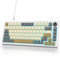 SbocKeeb V500 Mechanische Tastatur mit Knopf, Amerikanische QWERTY 75% Kabelgebundene Gaming-Tastatur, Dichtung Hot Swap, Vorgeschmierte Weiß Schalter RGB, für PC, MAC Shimmer