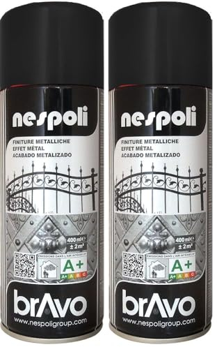 NESPOLI Aérosol peinture professionnelle effet métallisé noir 400 ml (Lot de 2)