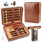 Kalolary Zigarren Humidor Leder mit Zigarrenschneider, Tragbarer Reise Humidor Zigarren mit Zedernholz Auskleidung für Hält bis zu 8 Zigarren, Tolle Geschenke für Männer (Braun)