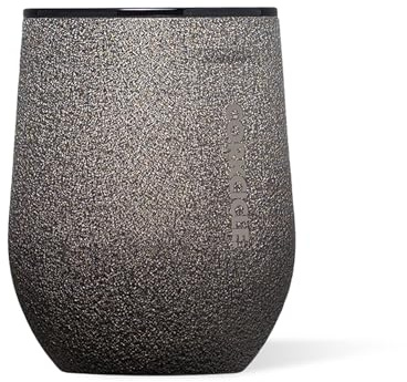 Corkcicle Stemless Insulated Wine Glass Tumbler - Keeps Beverages Cold 6 Hrs Hot 3 Hrs - Stainless Steel - Easy-Grip - Summer Drinkware Gift - Keeps Drinks Ice Cold - 12 oz - Steel Shadow