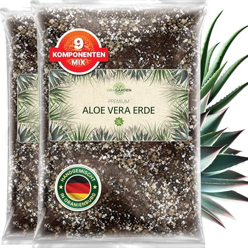 ORAGARDEN Aloe Vera Erde für Zimmerpflanzen und Garten - 6L Aloe Vera Substrat für Pflanzen, Palmen, Blumen Grünpflanzen - 9 Komponenten Grünpflanzenerde