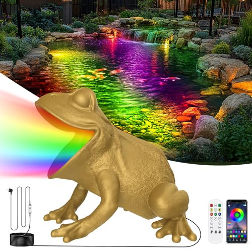 OSREE Luci per Laghetto Sommerse con Controllo APP, 6W Faretti per Laghetto IP68 Impermeabile, Luci per Laghetto con 12V Trasformatore e Timer per Fontana Giardino Cascate Marrone Sabbia