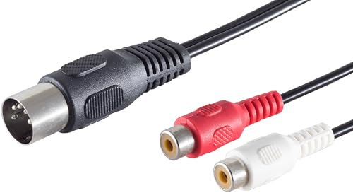 1aTTack.de 5 x 0,2 m 5 broches. Prise DIN - 2 fiches RCA/stéréo - Câble adaptateur audio de qualité supérieure - Connecteurs moulés - Contacts nickelés - Parfait pour les systèmes de musique HiFi