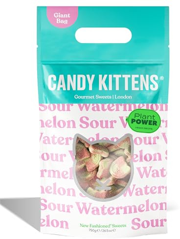Candy Kittens Vegan Sweets SOUR WATERMELON (750g Giant Bag) - Naturally Flavoured With Fruit Juice, Ideal Vegan Treat For Gourmet Sweet Lovers, Fruity & Delicious Vegetarian Treats