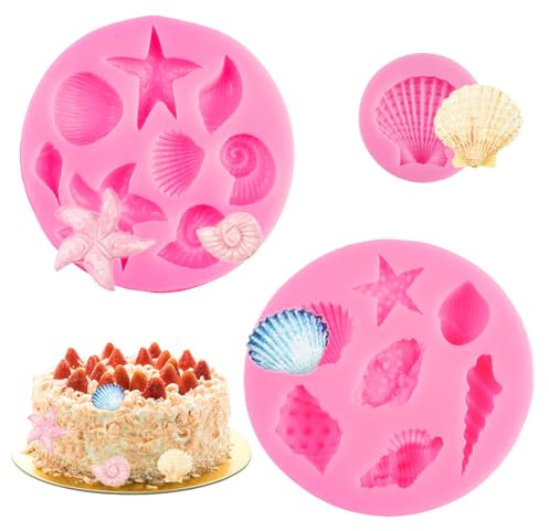 3 Pezzi Stampo Conchiglie di Animali Marini, 3D Stampi per Torte a Tema Marino, Conchiglie di Stelle Marine Stampi Silicone, Creature Marine Fai Da Te per Torte, Cioccolatini, Caramelle e Gelatine