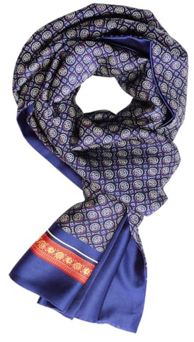 UK_Stone Halstuch Herren Kunstseiden Schal Vintage Pattern Doppelseite Herrenschal