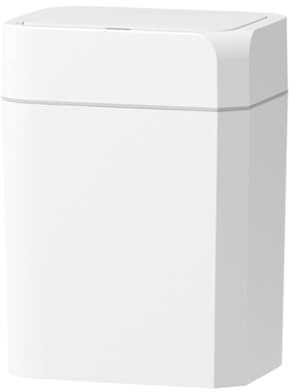 sapisecret Automatischer Mülleimer 12L mit Sensor - Elektrischer Mülleimer mit Deckel für Küche, Bad, WC - Wasserdicht/Geruchsdicht, Exklusives Ecken-Design in Weiß, Leise