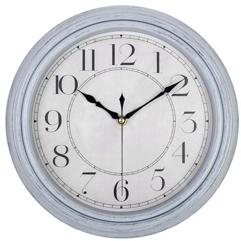 LENAUQ Wanduhr, 12 Zoll stille Wanduhren Vintage Moderne dekorative Uhr mit 3D-Ziffern, Akku betrieben hängende Wanduhr für Home Kitchen Cafe Hotel Büro Dekor, Grau