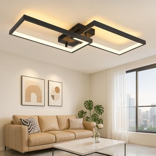 CBJKTX Deckenlampe Wohnzimmer LED Deckenleuchte Dimmbar Modern 2-Rechteckig