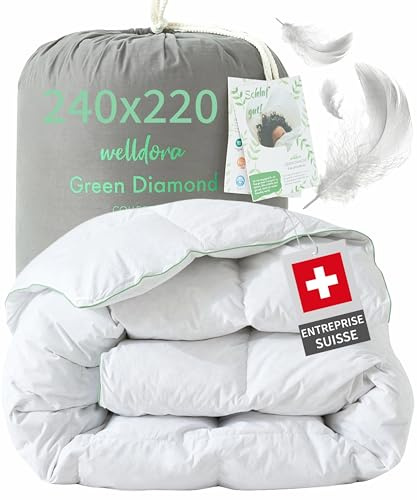 Welldora Edredón 240x220 Todo el año, Cama de 150 cm | Plumas y Plumón | Edredón mullido para noches acogedoras | 100% plumas y plumón | Oeko-Tex, RDS y Downpass sin desplume en vivo