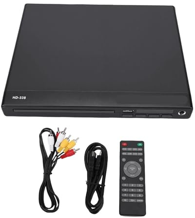 YUEHISY Compact HDMI DVD Player for TV | All Region & Multi-Format Playback, 1080P, USB, CD Player with Remote, HDMI Cables for Smart TV (GB Plug 1500w)