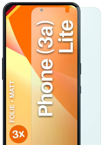 moex FlexProtect matte Schutzfolie für Nothing Phone (3a) Lite Displayschutz Folie matt gegen Reflexionen, Anti Reflex Handyfolie mit Sonnenschutz, Kompatibel mit jeder Handyhülle, 3 Stück