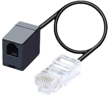 Adaptador RJ45 RJ11 - Convertidor De Cable De Teléfono De Red ABS De 35 Cm Conector 8P4C 6P4C | Herramienta De Extensión De Interfaz De Fax, Enrutador, Módem Telefónico | Transferencia De Señal