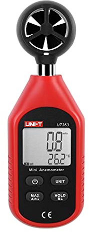 UNI-T UT363 LCD Tragbar Digital Windmesser Anemometer Handwindmesser Windgeschwindigkeit für Windsurfing Segeln Angeln Drachenfliegen und Bergsteigen