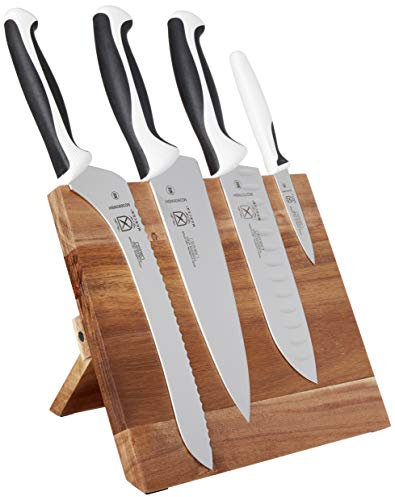 Mercer Culinary Millennia 5-Piece Magnetic Board Set Knife Block, White