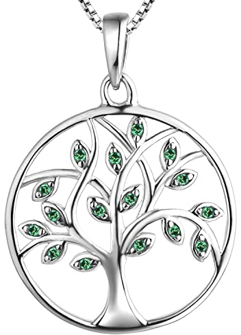 YL Pendentif Arbre de Vie de la dame avec chaîne Pendentif en argent 925 cadeaux de Noël pour femme petite amie, longueur de la chaîne 45-48 CM