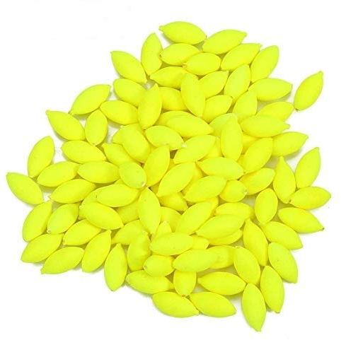 100er Angel Perlen Set, Kunststoff Auftriebskugeln zum angeln Kunstköder Oval Auftriebskörper Angeln Zubehör (Farbe : Gelb)