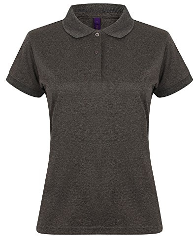 Henbury Womens/Ladies Coolplus® Fitted Polo Shirt (L) (Heather Charcoal)