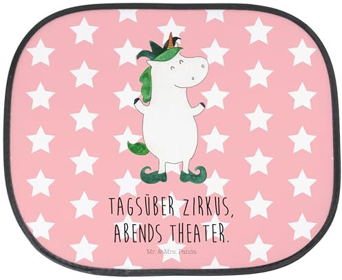 Mr. & Mrs. Panda Auto Sonnenschutz Einhorn Joker - Geschenk, Unicorn, Kasper, Sonnenschutz fürs Auto, Einhorn Deko, Sonnenschutz Baby, Sonnenblende