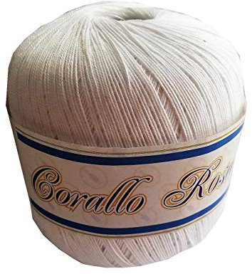 VAISYA DI SAVONA FRANCESCA GOMITOLO ANTICHE MERCERIE, Corallo 8'' 100% Cotone (7901 Bianco)