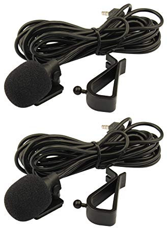 Futheda 2 Stück Mikrofon 3.5 mm Externes Mikrofon Montage 3m für Auto Fahrzeug Head Unit Bluetooth Audio Stereo Radio GPS DVD