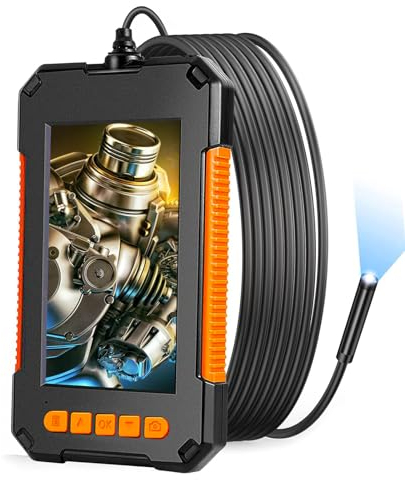 Endoscope Inspection Camera with Light, 1080P HD Endoscope Camera 4.3'' Screen IP67 Waterproof Borescope Drain camera with Light, Semi-Rigid Cable, 32GB TF Card (5M)