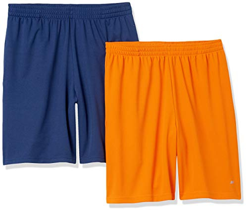 Amazon Essentials Herren Sportliche Basketballshorts, atmungsaktiv und feuchtigkeitsableitend, mit Loose Fit und elastischem Bund, 2er-Pack