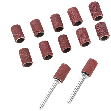 100Pcs 1/4 6.35mm Drum Sanding Band Nail Drill Bits + 2Pcs Band Mandrel 1/8 3mm Shank for Rotary Tool polisher Accessories
