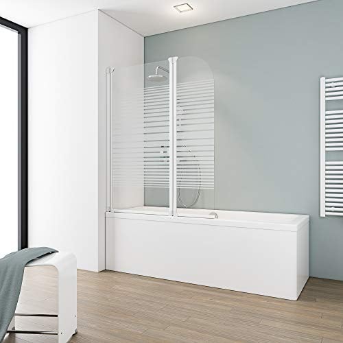 Schulte pare-baignoire 115 x 140 cm, profilé blanc, 2 volets pivotants (75+40), écran mobile rabattable réversible, 180° contre le mur, verre de sécurité 3 mm sérigraphié, joint d'étanchéité