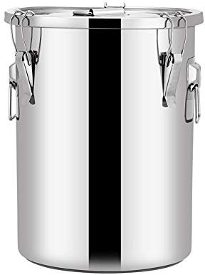 MNSSRN Versiegelte Lager- und Transportfässer, hochwertige 304 Edelstahl-Milchfässer, Weinfässer, insektensichere und feuchtigkeitsdichte versiegelte Tanks,Light Bucket,60L