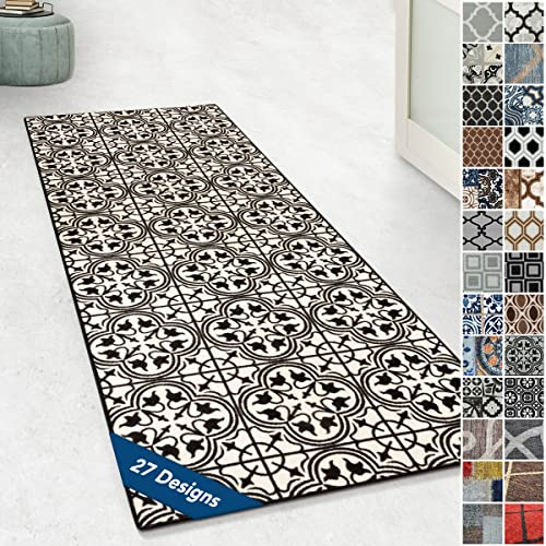 Floordirekt Teppichläufer mit Muster - maßgefertigter Feinschlingen Teppich Läufer für Küche, Flur & Wohnraum - Ornament Vintage Orient Gitter (80 x 200 cm, Galway)