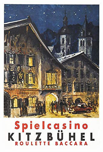 Blechschild 20x30 historisches Plakat Spielcasino Kitzbühel Österreich Austria Urlaub mit 4 starken Magneten