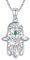 Collier Main de Fatma en Argent Sterling 925, Pendentif Main de Fatma Argent et Gemme Bijoux, Hamsa pendentif Vintage Evil Eye charme de lotus sacré Cadeaux pour Petite Amie Femme Maman