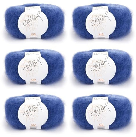 ggh Kid Box | Mohairwolle zum Stricken | 150g Set (6x25g) | 108 - Royalblau