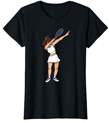 Tennis Sport Grafik Dabbing Tennis Girl Mit Tennischläger T-Shirt