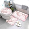 AOLIGL Badematte Rosa Japanisch Kirschblüte Badematten Set rutschfest Waschbar Badgarnitur 3teilig - WC Deckelbezug U-förmigen Contour Badezimmerteppich Matte Flauschige Mikrofaser