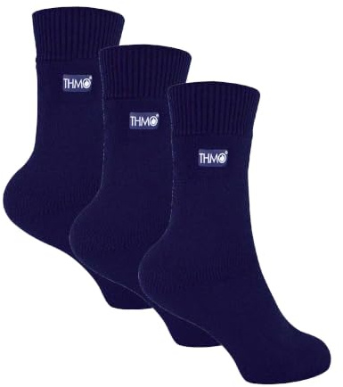 THMO 3 Pairs Multipack Kids Thermal Socks Ribbed Soft Top Fleece Fluffy Inner Warm Socks for Boys & Girls