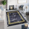 TAPISO Toscana Teppich Bedruckter Teppich Schwarz Gold Marmor Waschbar Goldrahmen rutschfest Wohnzimmer Schlafzimmer Büro Modern Design 80 x 150 cm