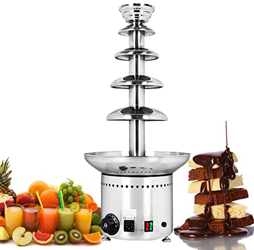 5/6 Tiers Chocolate Fountain Machine,for Chocolate Candy, Ranch, Birthday Celebration,Large Capacity Chocolate Waterfall Hot Pot/Sauce Heater (5 Tier)