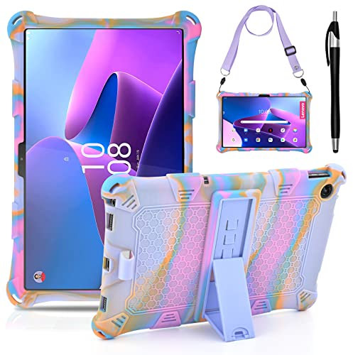 KATUMO Silicone Case For Lenovo M10 Plus Tablet 3rd Gen 10.6 inch 2022 (TB-125F/TB-128F) Soft Rubber Case with Stylus Pen Shoulder Strap M10 Plus 3rd Gen 2022,Identify Tablet Model(TB-125F/128F)