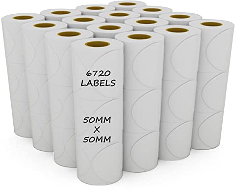ADHES 50mm Rund Klebe Etiketten Rolle, Beschreibbar Thermodirekt-Etiketten, Thermo Etiketten Weiß, Selbstklebend Adressaufkleber, Kompatibel Mit Thermo-Etikettendrucker, 140 Stück Je Rolle, 48Stück