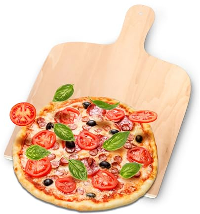 KYONANO Pizzaschaufel, Pizzaschieber aus naturbelassenem Birkenholz, Pizzabrett 30X42cm Brotschieber, Pizzaheber für Pizzastein (1er Set)