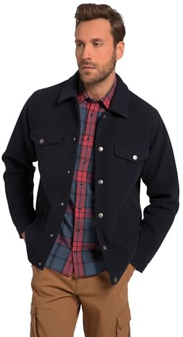 JP 1880 Herren große Größen Übergrößen Menswear L-8XL Jacke, Truckerstyle, Wolloptik, Druckknöpfe, Klappentaschen Navy blau 8XL 819968130-8XL