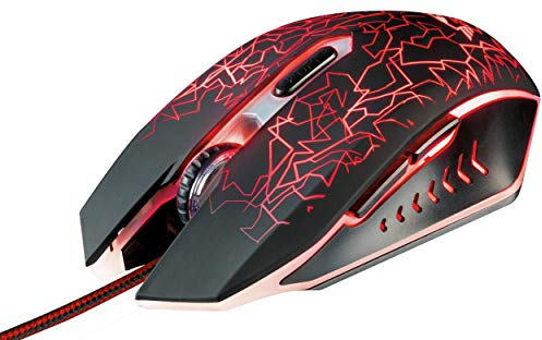 Trust Gaming 21683 GXT 105 Izza Illuminated Gaming Mouse, 800-2400 DPI, 6 Responsive Buttons - Black (Renewed)