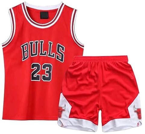 Qkydky Kinder Basketball Trikot Set - Atmungsaktiv, Leicht & Langlebig - Perfekt für Training & Spiele - Verschiedene Größen & Farben - Ideal für Jungen & Mädchen(Rot,M,für 5-6 Jahr)