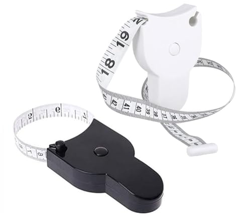 2er Pack Automatisches Ausziehbares Maßband, Körpermaßband, Selbstfestigendes Körpermaßlineal, Weiches Maßband zur Körpermaßnahme für Körper, Taille, Hüften, Arme, Kopf (Schwarz + Weiß)