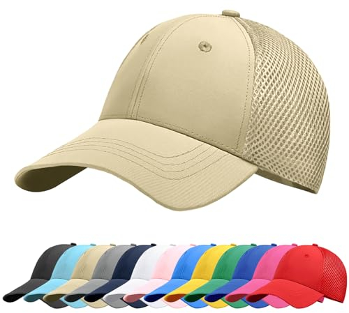 Baynetin Baseball Kappe Unisex Klassisch Verstellbar Atmungsaktive Sportlicher Sonnenschutz Basecap Atmungsaktive Masche Freizeit UV Baseballmütze (Khaki)