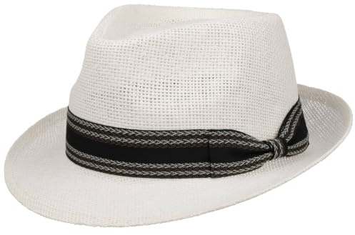 Lipodo Montreal Trilby Strohhut Unifarbener 100% Stroh Eleganter Hut Damen Herren Frühjahr Sommer weiß S (54-55 cm)