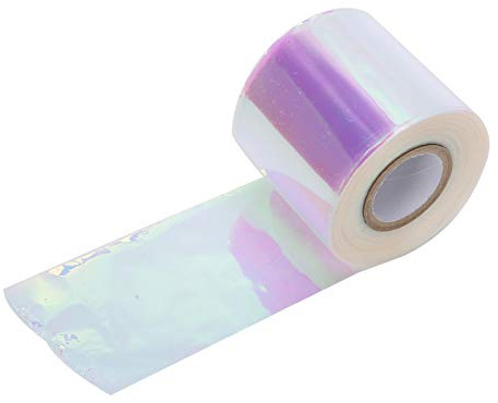 Cellophane Foil Nail Art Decals 5cm x 100m Aurora Effect Reflective Glass Nail Sticker for Household Nail Shop Manicure(B)